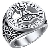 RRP £15.77 Men's Viking Ring Antique Thors Hammer Mjolnir Signet