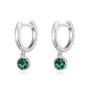 RRP £8.92 Green Crystal Hoop Earrings Created with Zircondia Crystals