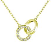 RRP £10.04 Philip Jones Gold Plated Circle Link Necklace Created with Zircondia Crystals