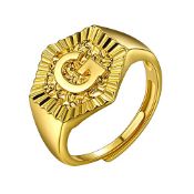 RRP £15.62 U7 Adjustable Mens Rings Boyfriend Gifts Initial Ring G Gold