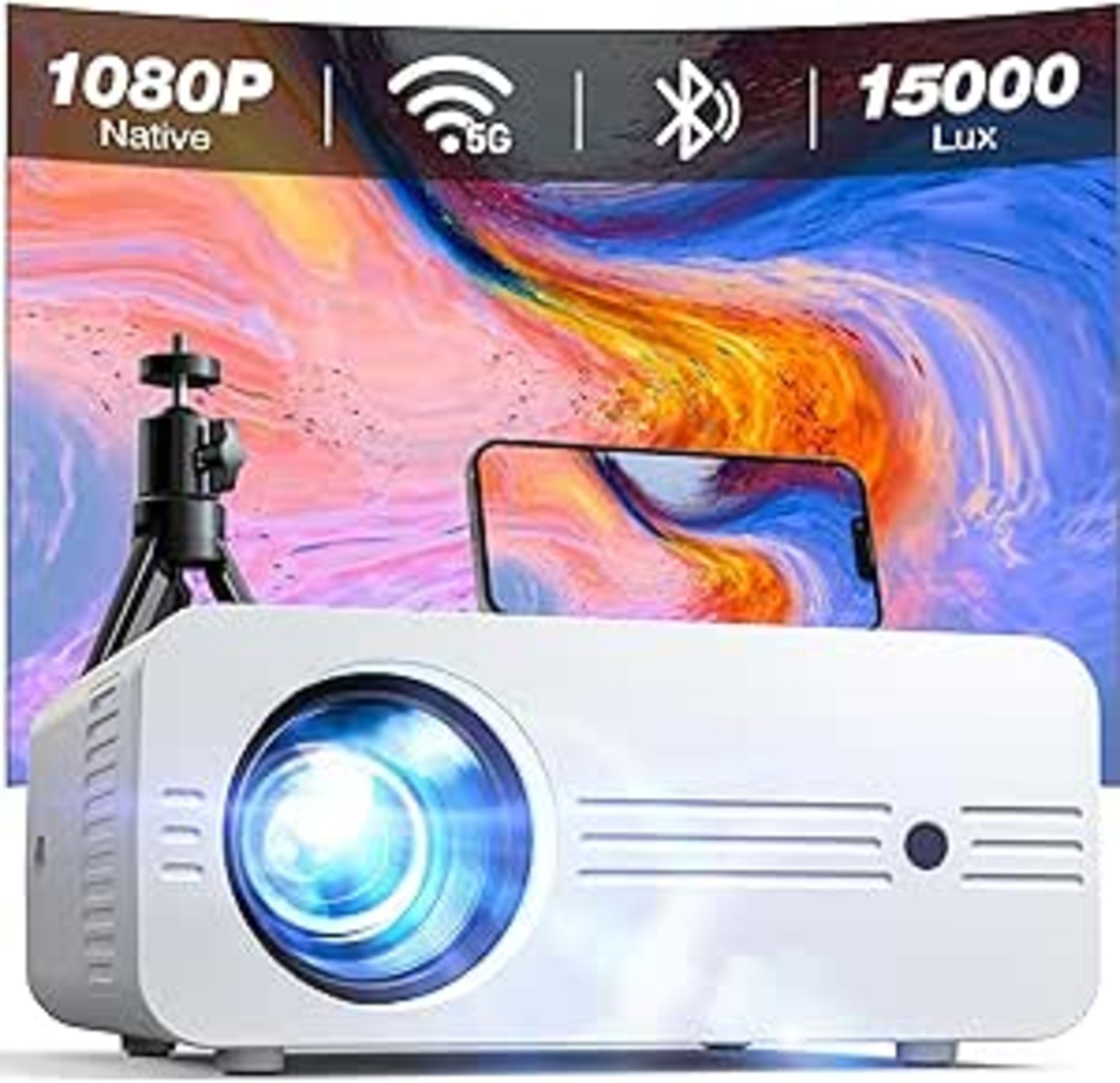 RRP £102.74 Mini Portable Projector 5G WiFi Bluetooth with Case