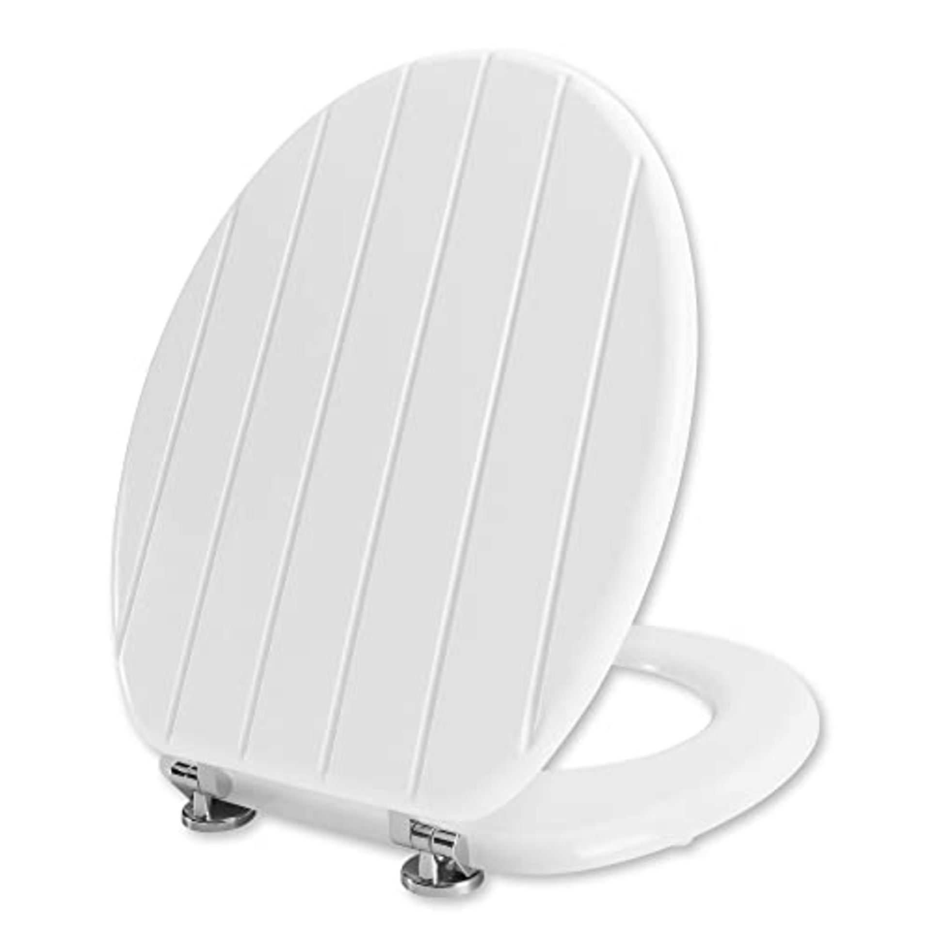 RRP £39.95 Angel Shield White Wooden Toilet Seat Antibacterial