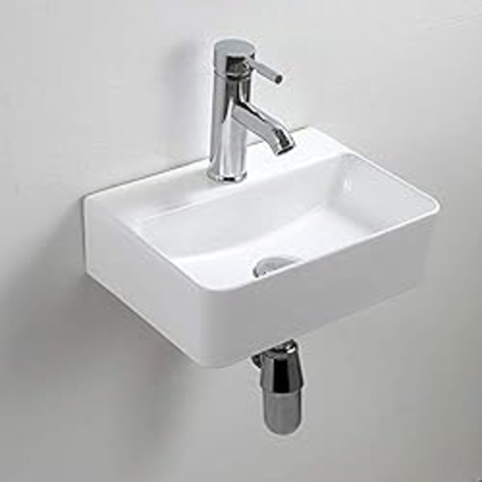 RRP £60.42 White Ceramic Vessel Sink Rectangle Compact Bathroom