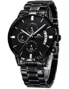 RRP £44.88 MEGALITH Mens Black Watches Men Military Waterproof