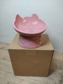 Total, Lot Consisting of 2 Brand New Items - BEANS ROYALE Cat Water/Food bowl ceramic. Raised base t