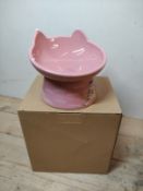 Total, Lot Consisting of 2 Brand New Items - BEANS ROYALE Cat Water/Food bowl ceramic. Raised base t