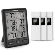 RRP £30.58 Geevon Indoor Outdoor Thermometer Wireless with 3 Remote Sensors