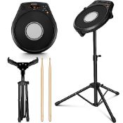 RRP £53.65 CAHAYA Drum Electric Practice Pad Kit: with Stand and Drumsticks LCD Display