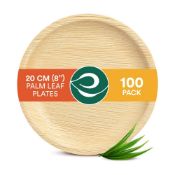 RRP £44.51 ECO SOUL 100% Compostable 20cm(8") Round Palm Leaf Plates (Pack of 100)