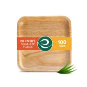 RRP £44.51 ECO SOUL 100% Compostable 20cm(8") Square Palm Leaf Plates (Pack of 100)