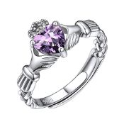 RRP £20.07 Heart Birthstone Claddagh Rings for Women 925 Sterling