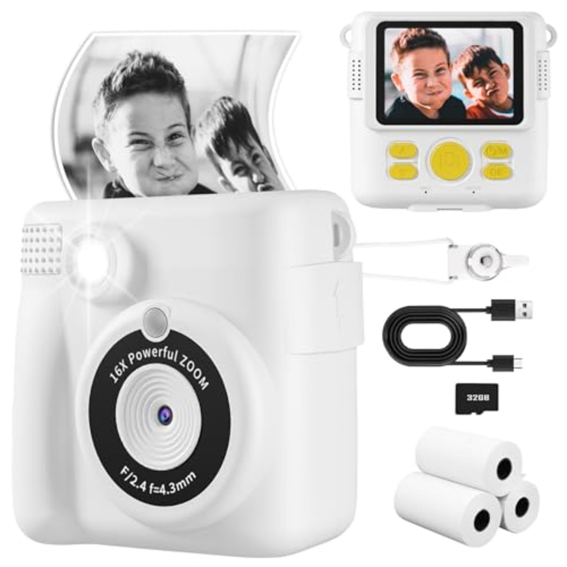 RRP £38.80 Kids Camera- Instant Print Camera 1080P 2.4 Inch Screen