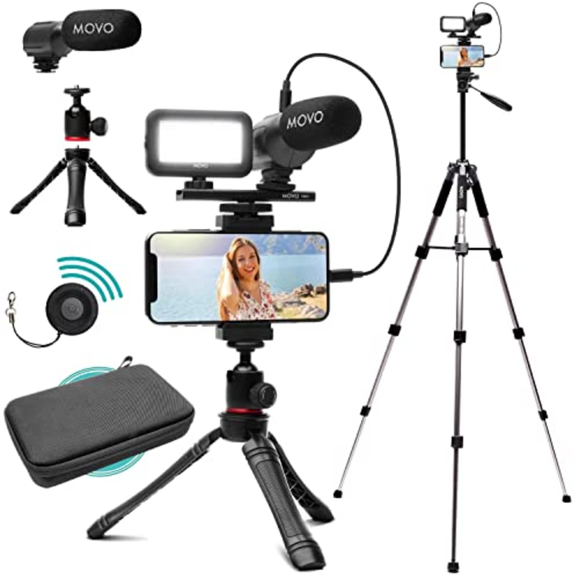 RRP £186.16 Movo iVlogger Vlogging Kit for iPhone with Fullsize Tripod