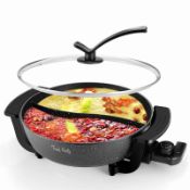 RRP £62.58 Food Party Hot Pot Electric Hotpot with Divider Chinese