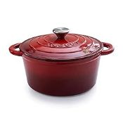 RRP £45.65 Cast Iron Pot with Lid Non-Stick Ovenproof Enamelled