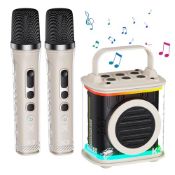 RRP £45.65 Mini Karaoke Machine with 2 Wireless Microphones
