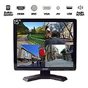 RRP £157.54 15" Professional CCTV Monitor VGA HDMI AV BNC