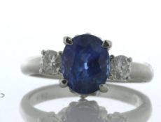 Platinum Oval Sapphire And Diamond Ring (S3.16) 0.37 Carats - Valued By AGI £21,400.00 - An
