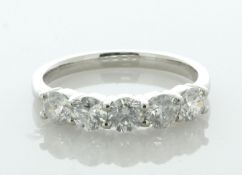 Platinum Five Stone Diamond Ring 1.28 Carats - Valued By IDI £4,630.00 - Five round brilliant cut