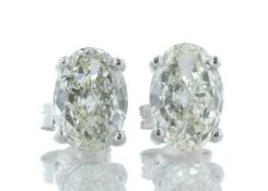 18ct White Gold Single Stone Oval Cut Diamond Earring 2.55 Carats - Valued By AGI £77,230.00 - Two