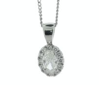 18ct White Gold Oval Cut Diamond Cluster Pendant (0.33) 0.48 Carats - Valued By IDI £6,975.00 - A