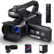 RRP £273.99 QUICKCLAP Camcorder 4K Video Camera HD Auto Focus 64MP