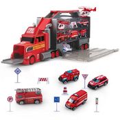 RRP £27.92 Rhybor Fire Engine Toys Alloy Metal 5 Mini Fire Truck