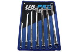 RRP £47.09 US PRO 7 Piece Aviation Double Ended Ring Extra Long Spanner Set 8-24mm B3222