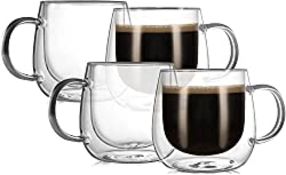 RRP £37.66 CNGLASS 290ml/10oz Double Wall Glass Coffee Mugs