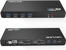 RRP £182.65 WAVLINK USB C Laptop Universal Docking Station 5K