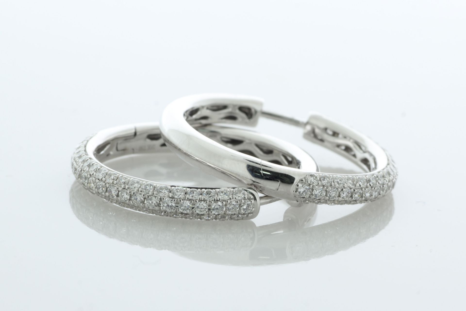 18ct White Gold Claw Set Hoop Diamond Earring 0.97 Carats - Valued By IDI £9,200.00 - One hundred