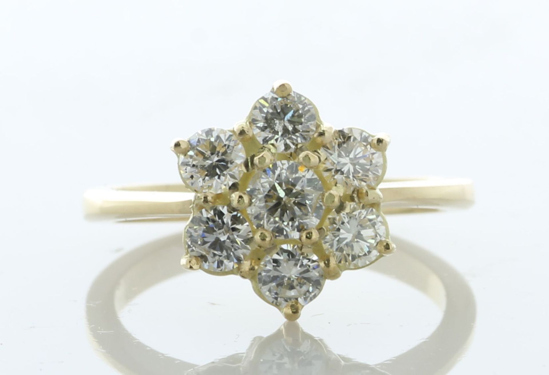 18ct Yellow Gold Round Cluster Claw Set Diamond Ring 1.26 Carats - Valued By IDI £7,610.00 - This