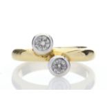 18ct Two Stone Rub Over Set Diamond Ring 0.36 Carats - Valued By GIE £6,360.00 - Two round brilliant