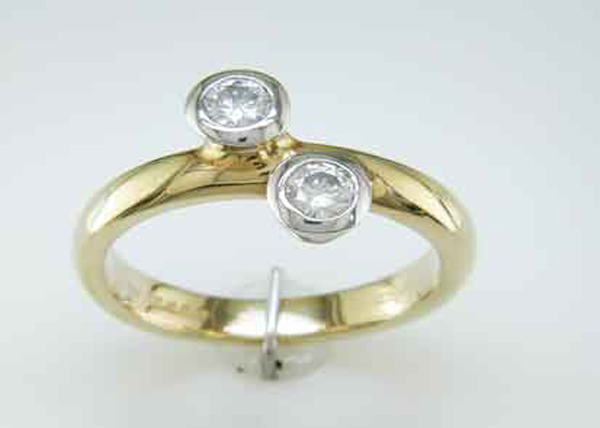 18ct Two Stone Rub Over Set Diamond Ring 0.36 Carats - Valued By GIE £6,360.00 - Two round brilliant - Image 7 of 8