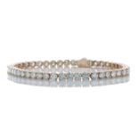 18ct Rose Gold Tennis Diamond Bracelet 9.80 Carats - Valued By IDI £35,640.00 - Forty six round
