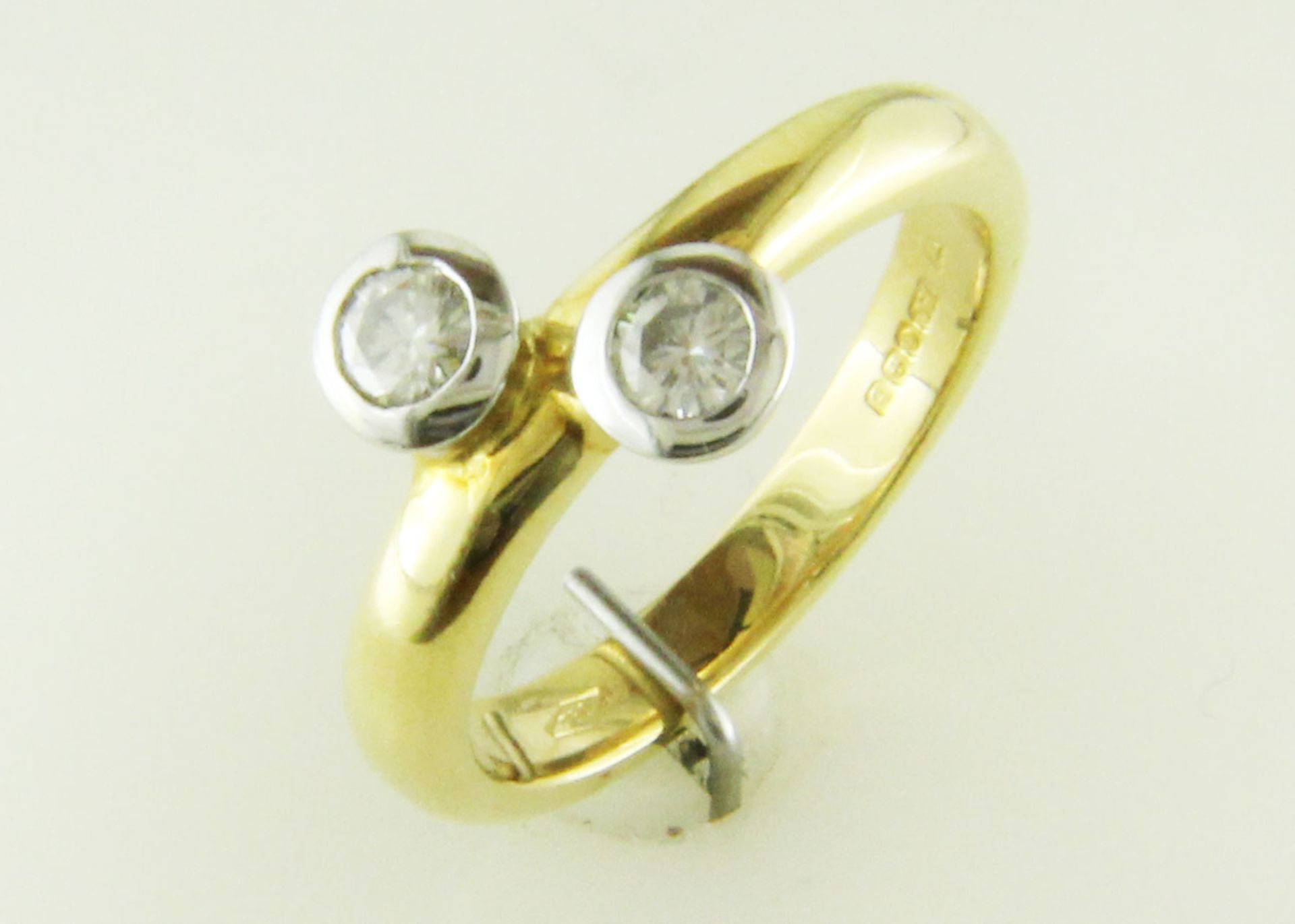 18ct Two Stone Rub Over Set Diamond Ring 0.36 Carats - Valued By GIE £6,360.00 - Two round brilliant - Image 6 of 8