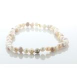 18 inch Baroque Shaped Freshwater Cultured 8.0 - 8.5mm Pearl Necklace With Brass Clasp - Valued By