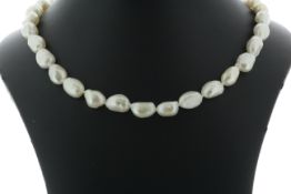 26 inch Baroque Shaped Freshwater Cultured 8.0 - 8.5mm Pearl Necklace - Valued By AGI £310.00 -