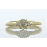18ct Yellow Gold Oval Cut Diamond Shoulder Set Ring 0.50 Carats - Valued By GIE £6,640.00 - A