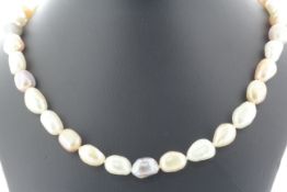 26 Inch Freshwater Baroque Shaped Cultured 8.0 - 8.5mm Pearl Necklace - Valued By AGI £320.00 -