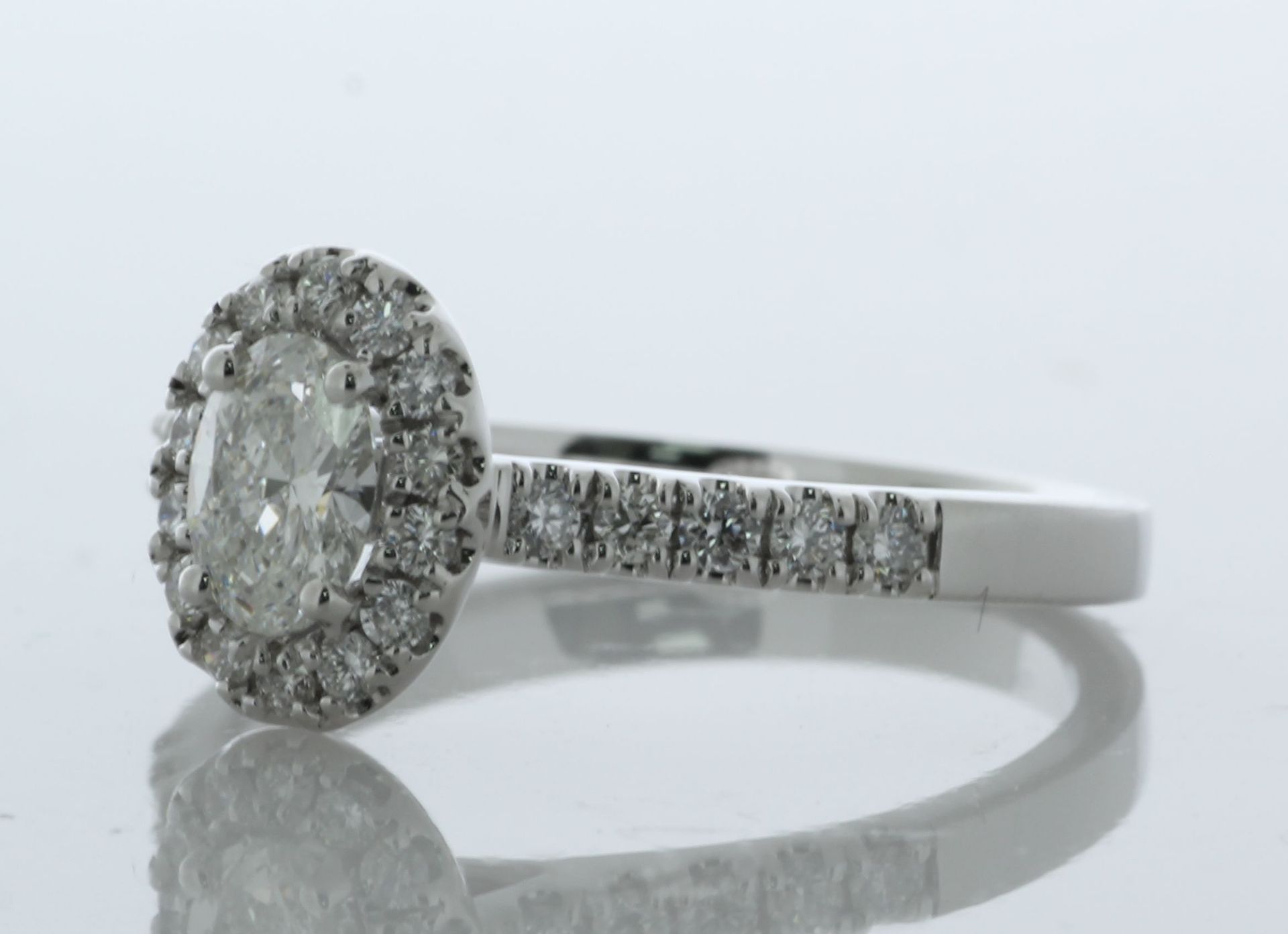 18ct White Gold Oval Cut Diamond Shoulder Set Ring (0.42) 0.76 Carats - Valued By IDI £9,005.00 - - Image 2 of 5