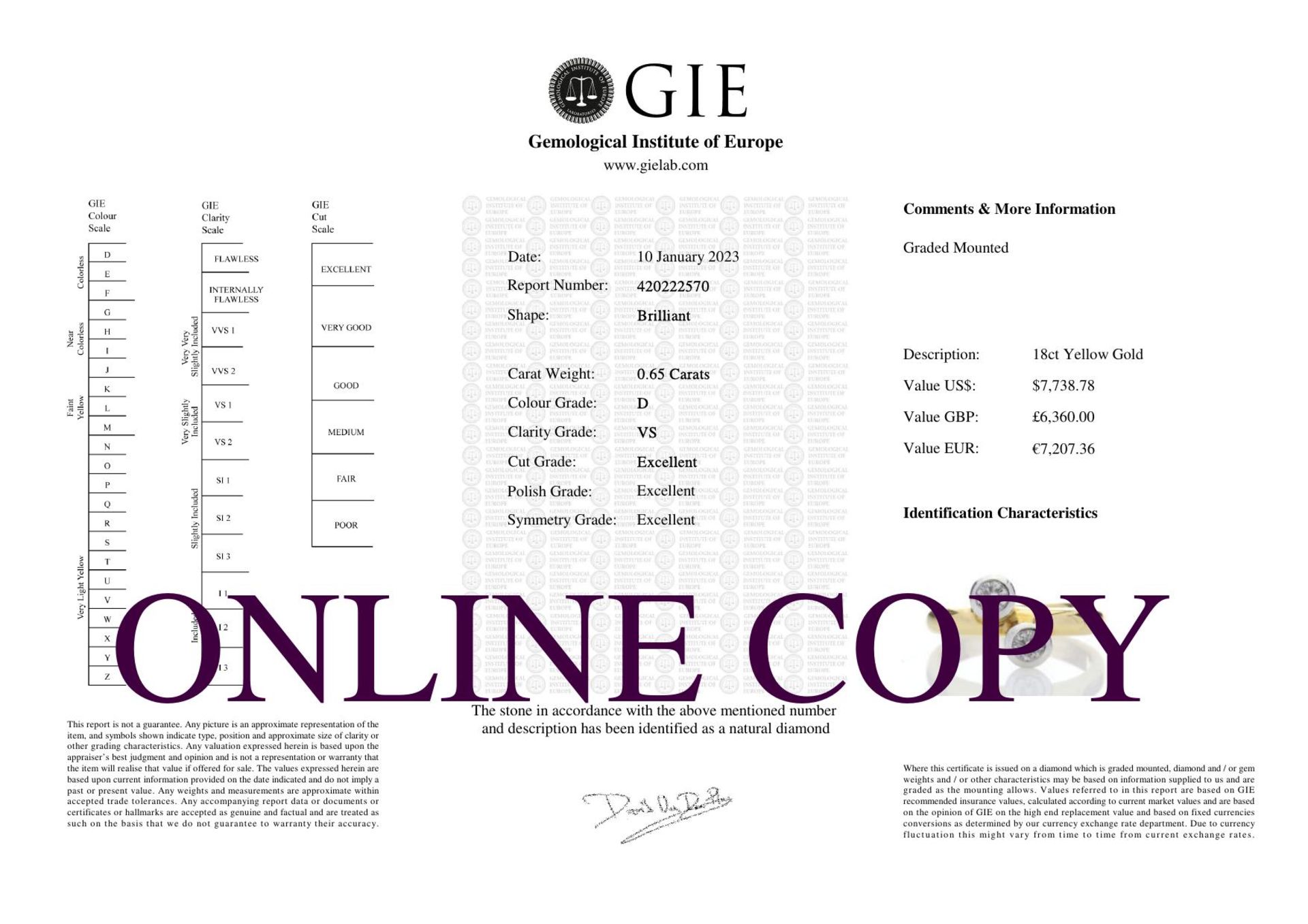 18ct Two Stone Rub Over Set Diamond Ring 0.36 Carats - Valued By GIE £6,360.00 - Two round brilliant - Image 8 of 8