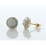 14ct Gold Round Cluster Claw Set Diamond Earring 0.50 Carats - Valued By IDI £3,250.00 - These