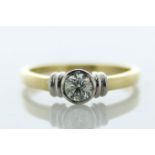 18ct Yellow Gold Single Stone Rub Over Set Diamond Ring 0.40 Carats - Valued By IDI £3,735.00 - A