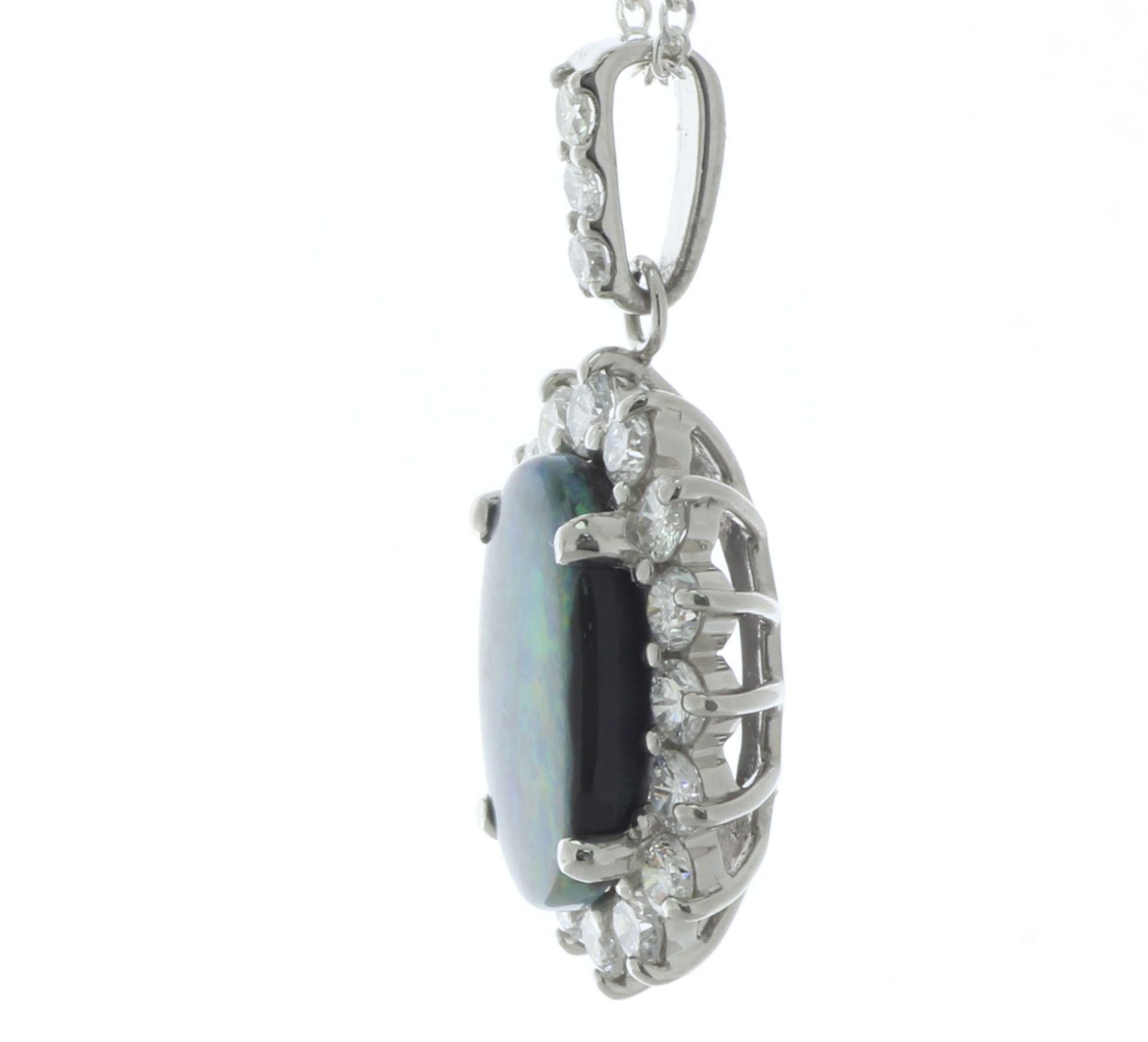Platinum Oval Cluster Diamond And Opal Pendant (O2.36) 0.88 Carats - Valued By IDI £31,920.00 - An - Image 3 of 4