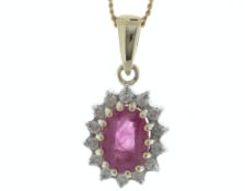 9ct Yellow Gold Diamond And Ruby Pendant (R0.81) 0.14 Carats - Valued By GIE £2,190.00 - An oval