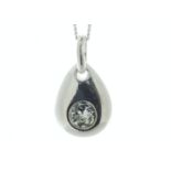 Sterling Silver April Birthstone 4mm Clear Crystal Pendant - Valued By AGI £440.00 - Certificate