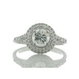 18ct White Gold Single Stone With Halo Setting Ring (0.86) 1.21 Carats - Valued By GIE £16,950.