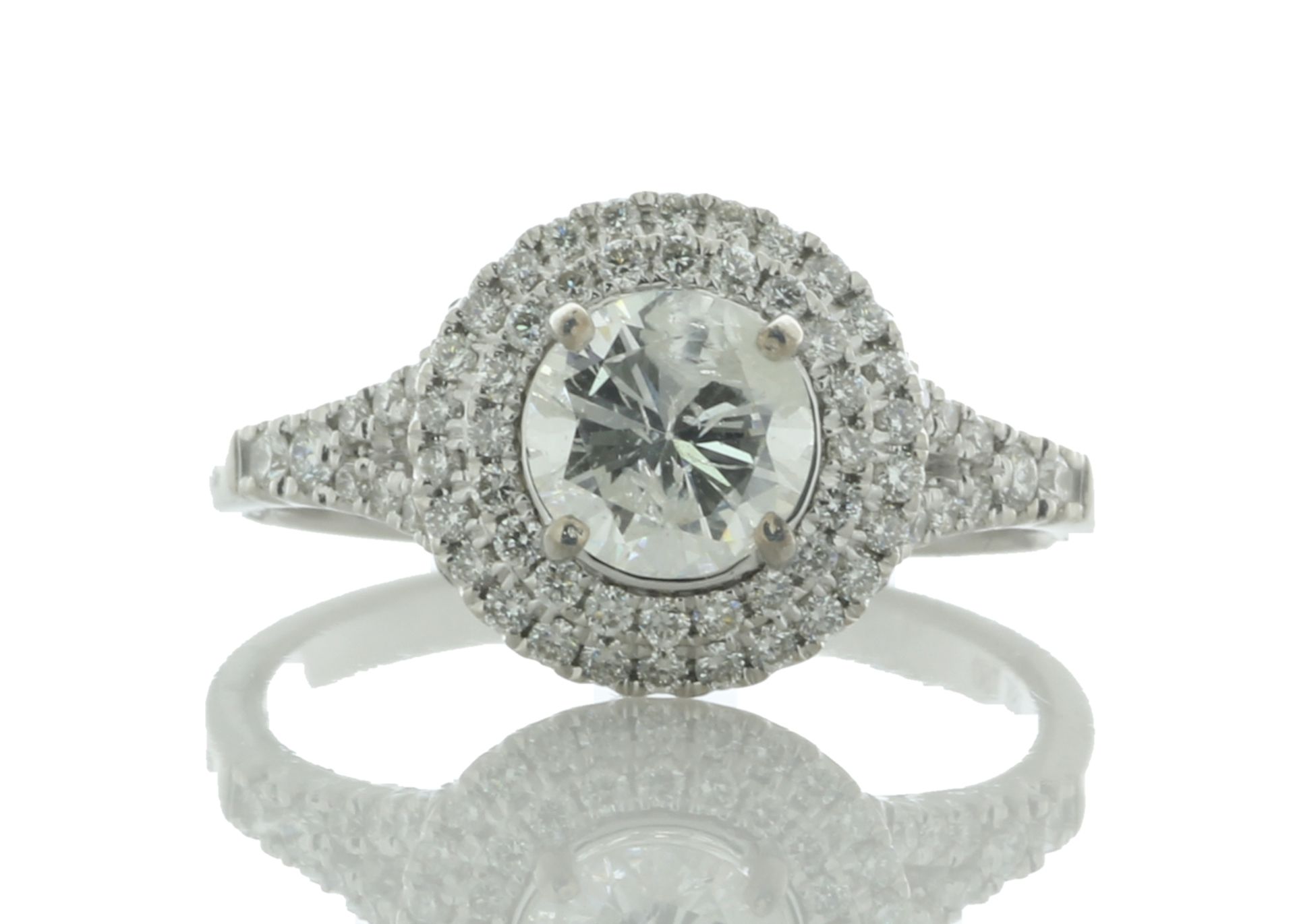 18ct White Gold Single Stone With Halo Setting Ring (0.86) 1.21 Carats - Valued By GIE £16,950.