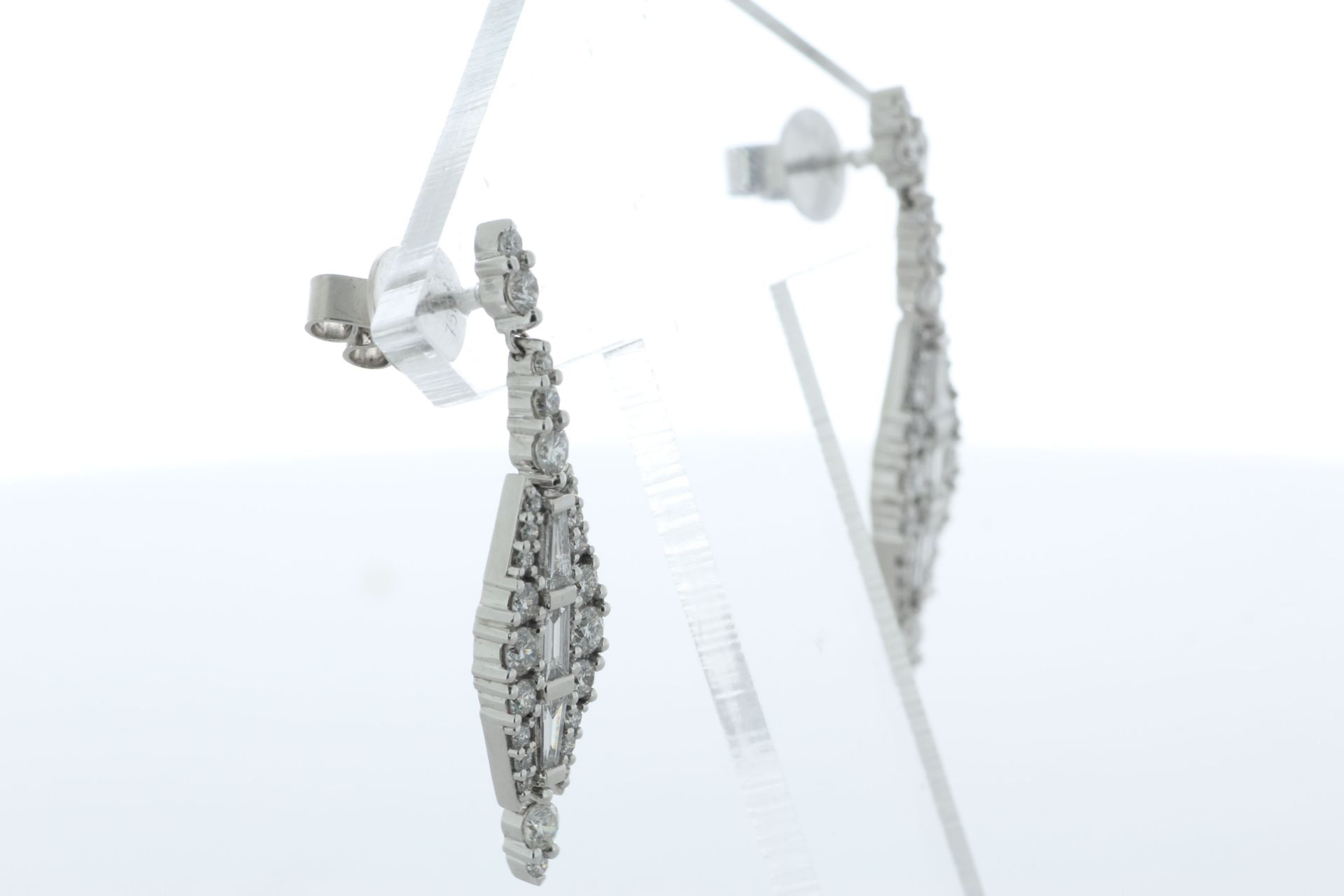 18ct White Gold Diamond Drop Earring 1.75 Carats - Valued By IDI £14,140.00 - A stunning pair of - Image 2 of 4